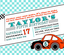 Race Car Speedster Roadster Birthday Party Printable Invitation